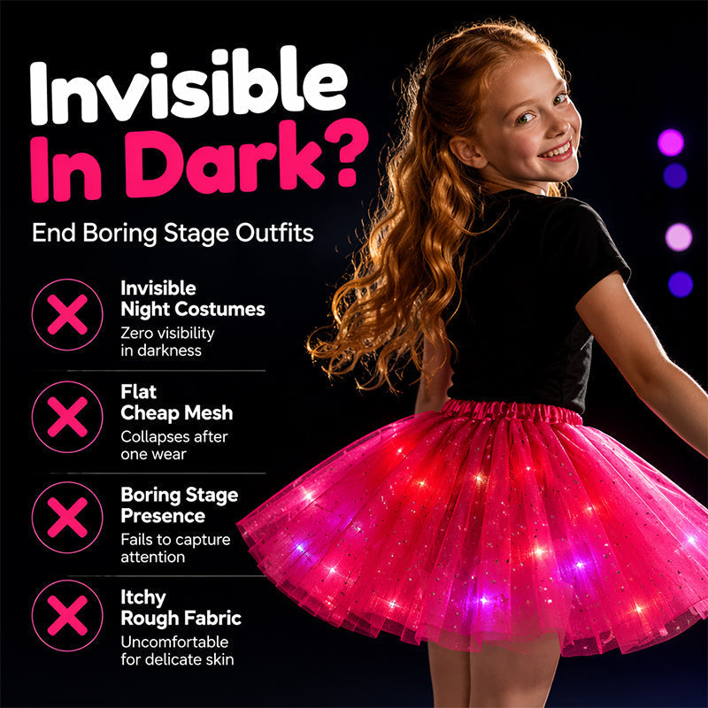 🌟Last Day 50%OFF!🎁✨LED Light Up Sequin Tutu Skirt Star Mesh Princess Skirt for Girls and Adults