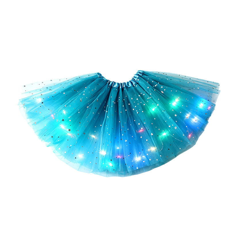 🌟Last Day 50%OFF!🎁✨LED Light Up Sequin Tutu Skirt Star Mesh Princess Skirt for Girls and Adults