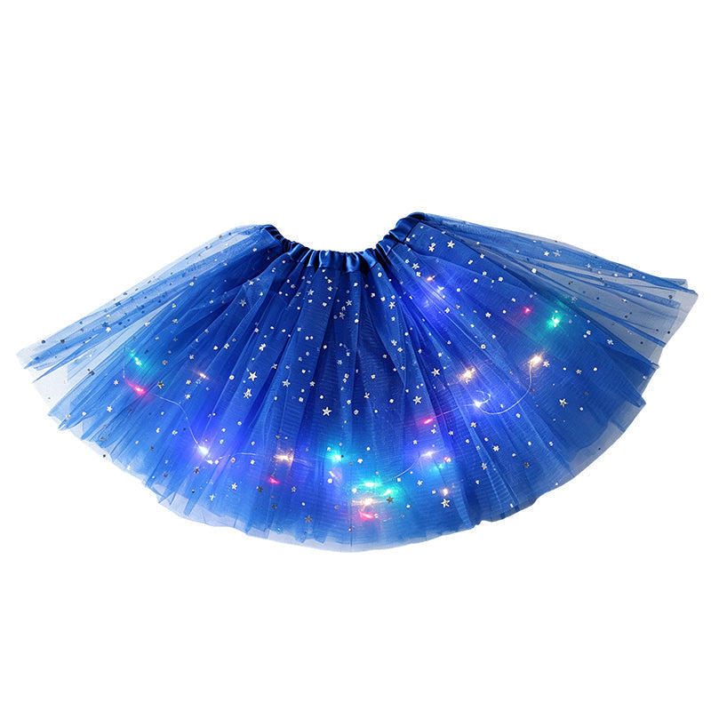 🌟Last Day 50%OFF!🎁✨LED Light Up Sequin Tutu Skirt Star Mesh Princess Skirt for Girls and Adults