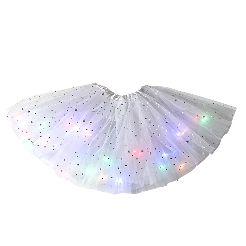 🌟Last Day 50%OFF!🎁✨LED Light Up Sequin Tutu Skirt Star Mesh Princess Skirt for Girls and Adults