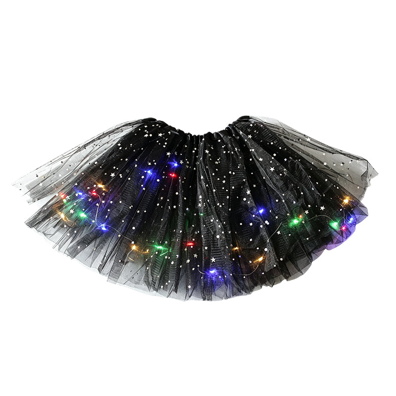 🌟Last Day 50%OFF!🎁✨LED Light Up Sequin Tutu Skirt Star Mesh Princess Skirt for Girls and Adults
