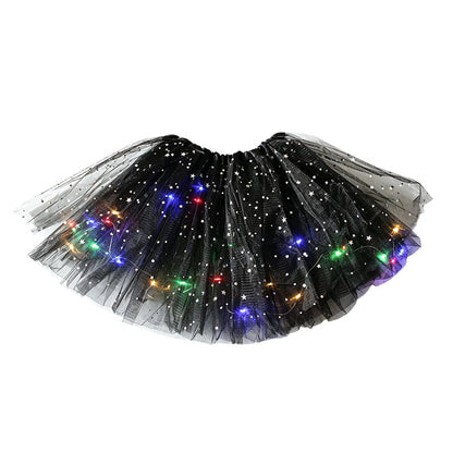🌟Last Day 50%OFF!🎁✨LED Light Up Sequin Tutu Skirt Star Mesh Princess Skirt for Girls and Adults