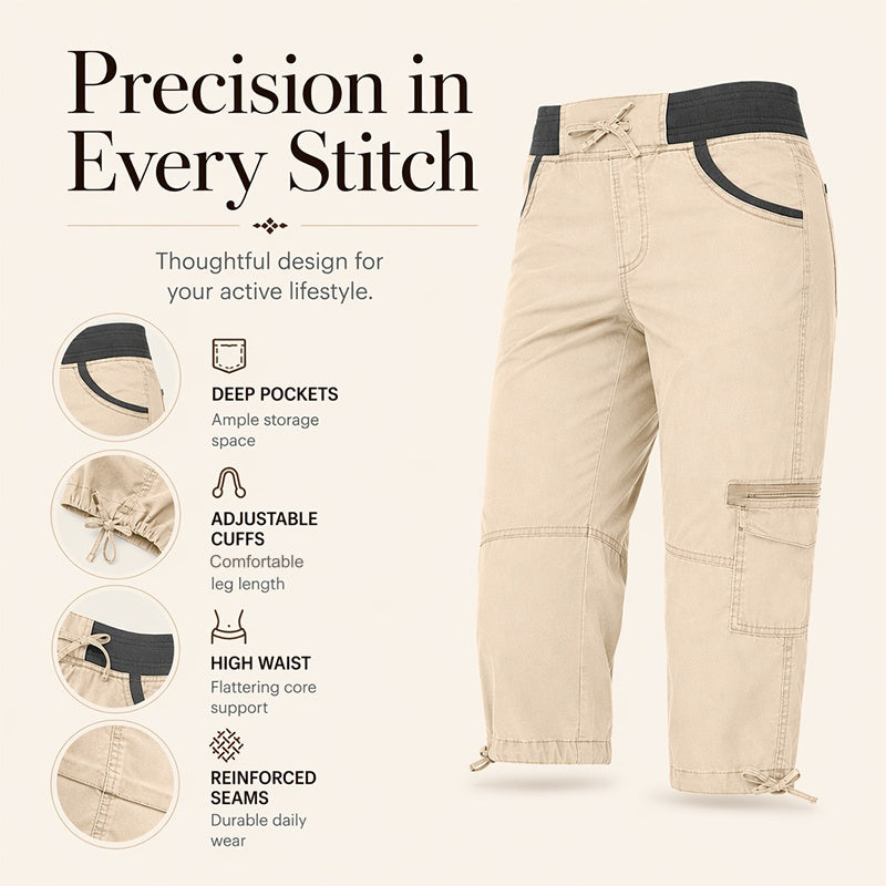 👖50% OFF NOW !🖤Women's High-Waist Cargo Capri Pants with Pockets