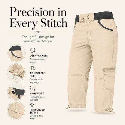 👖50% OFF NOW !🖤Women's High-Waist Cargo Capri Pants with Pockets