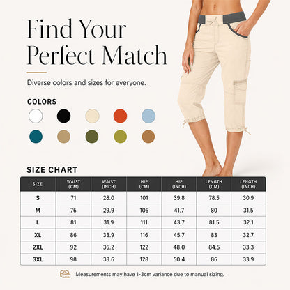 👖50% OFF NOW !🖤Women's High-Waist Cargo Capri Pants with Pockets