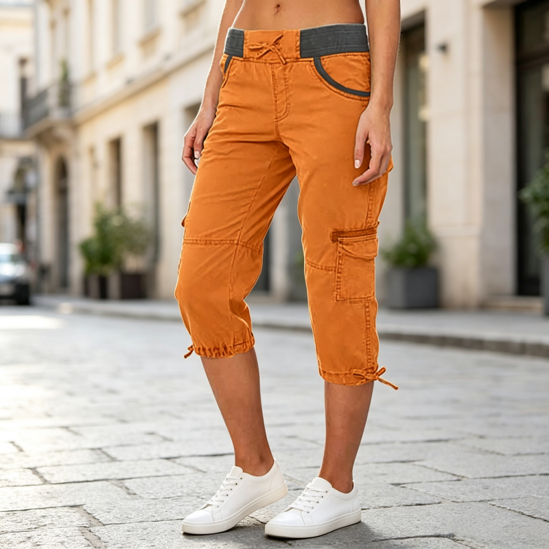 👖50% OFF NOW !🖤Women's High-Waist Cargo Capri Pants with Pockets