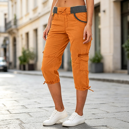 👖50% OFF NOW !🖤Women's High-Waist Cargo Capri Pants with Pockets