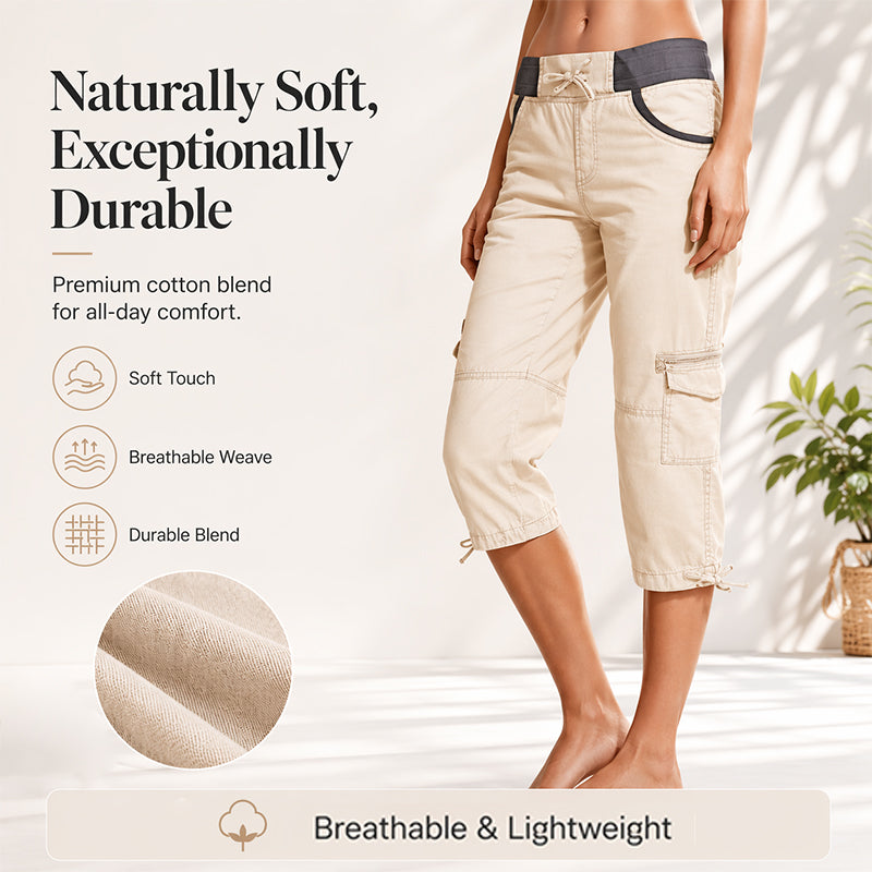 👖50% OFF NOW !🖤Women's High-Waist Cargo Capri Pants with Pockets