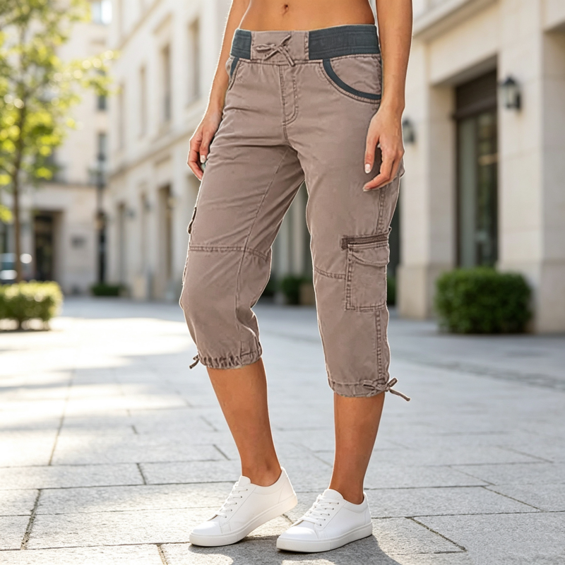 👖50% OFF NOW !🖤Women's High-Waist Cargo Capri Pants with Pockets