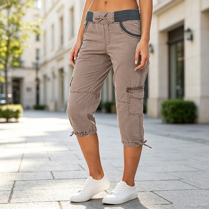 👖50% OFF NOW !🖤Women's High-Waist Cargo Capri Pants with Pockets