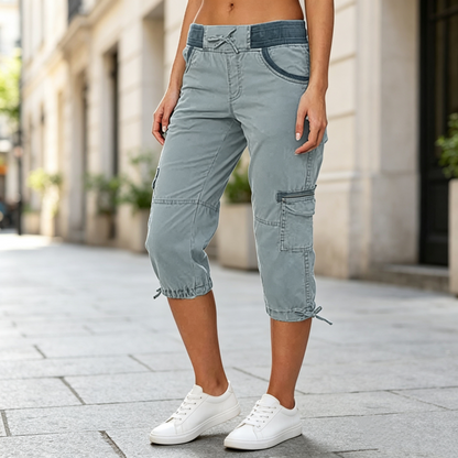 👖50% OFF NOW !🖤Women's High-Waist Cargo Capri Pants with Pockets