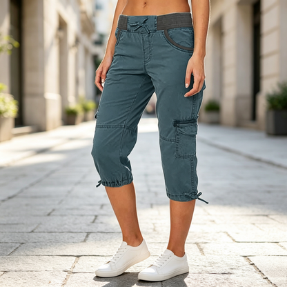 👖50% OFF NOW !🖤Women's High-Waist Cargo Capri Pants with Pockets