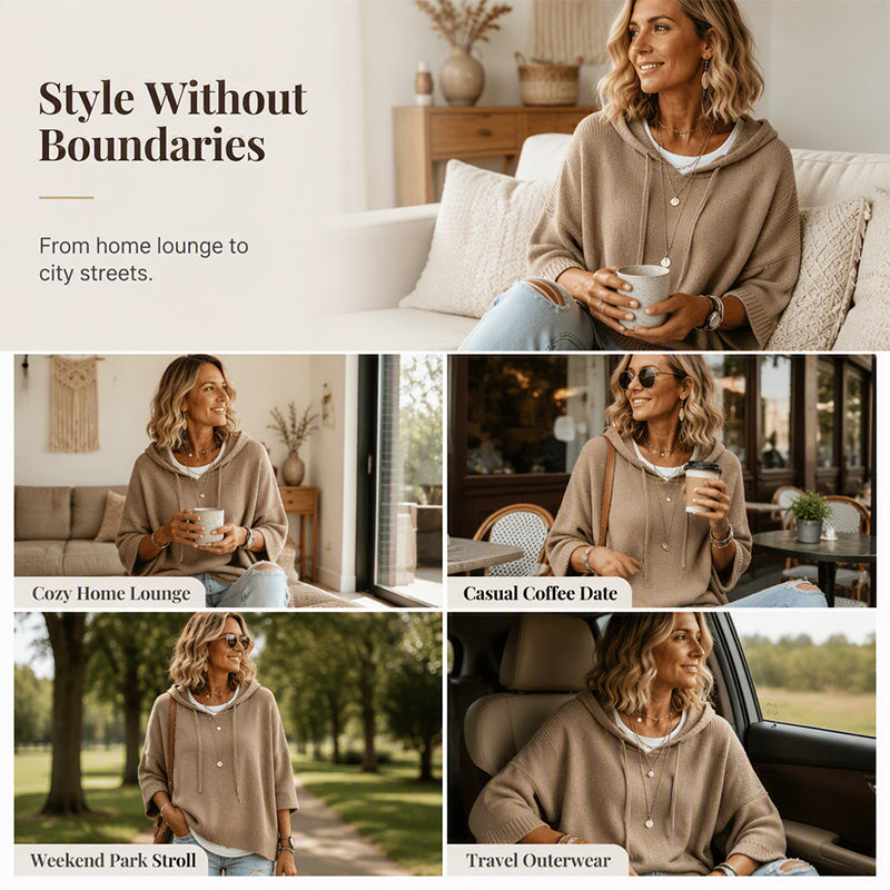 🎁2026 NEW - 50% OFF👚Oversized Knit Hoodie with Drawstring