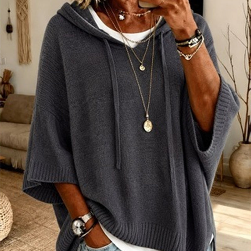 🎁2026 NEW - 50% OFF👚Oversized Knit Hoodie with Drawstring
