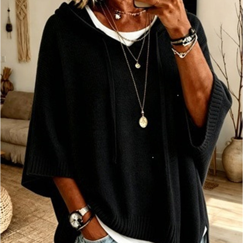🎁2026 NEW - 50% OFF👚Oversized Knit Hoodie with Drawstring
