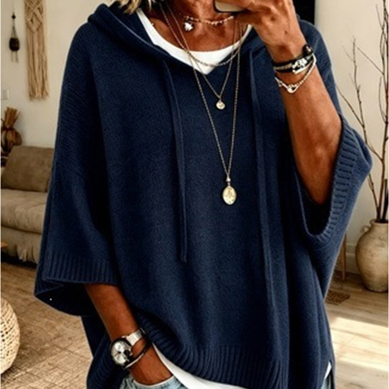 🎁2026 NEW - 50% OFF👚Oversized Knit Hoodie with Drawstring