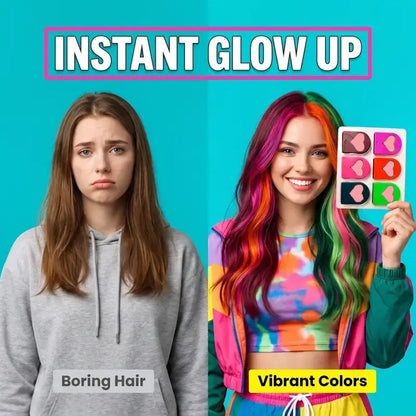 ❤️‍🔥Early Christmas Sale-50% OFF🎁Temporary Hair Chalk – 12 Wash-Out Colours 🌈 | No Bleach, No Stain | UK-Family Approved ✅
