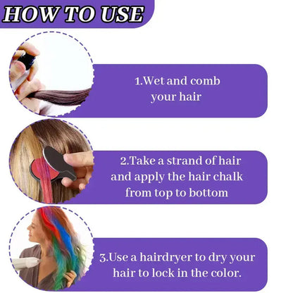 ❤️‍🔥Early Christmas Sale-50% OFF🎁Temporary Hair Chalk – 12 Wash-Out Colours 🌈 | No Bleach, No Stain | UK-Family Approved ✅