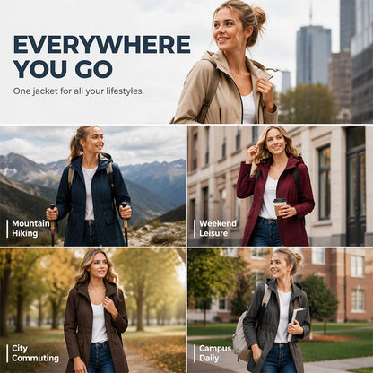 🌧️ Women's Water Resistant Hooded Rain Jacket – Lightweight Protection Meets Everyday Style