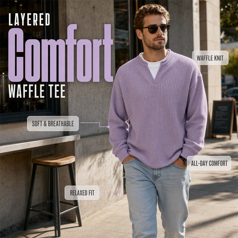 🔥LAST DAY SALE 60% OFF !!📣Layered Comfort Waffle Tee