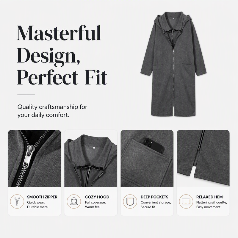 💞Limited-Time Offer-50% OFF❤️‍🔥Women's Hooded Mid-Length Jacket with 2 Zippers
