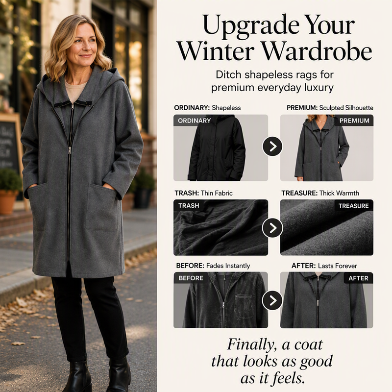 💞Limited-Time Offer-50% OFF❤️‍🔥Women's Hooded Mid-Length Jacket with 2 Zippers