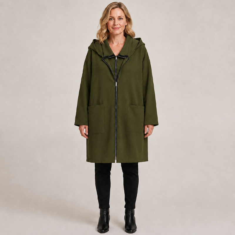 💞Limited-Time Offer-50% OFF❤️‍🔥Women's Hooded Mid-Length Jacket with 2 Zippers