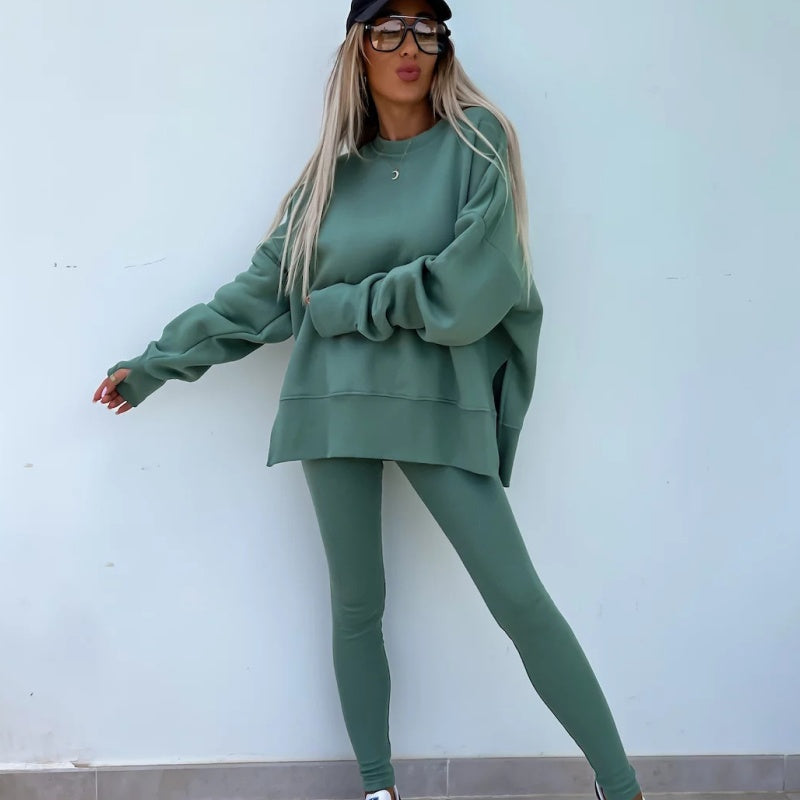 🔥LAST DAY-50% OFF🌺Women's Long Sleeve Printed Sweatshirt and Leggings 2-piece Set
