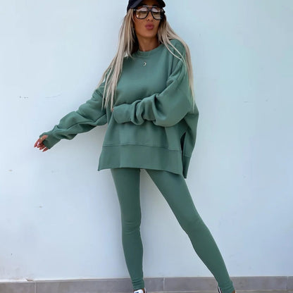 🔥LAST DAY-50% OFF🌺Women's Long Sleeve Printed Sweatshirt and Leggings 2-piece Set