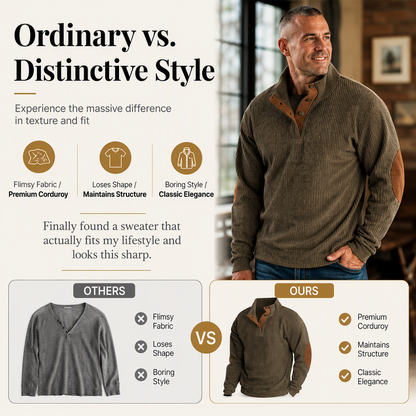 🏆Limited Time 50% Off! 🩶Men's Corduroy Stand Collar Sweatshirt