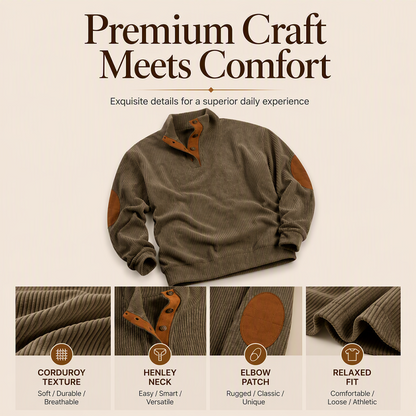 🏆Limited Time 50% Off! 🩶Men's Corduroy Stand Collar Sweatshirt