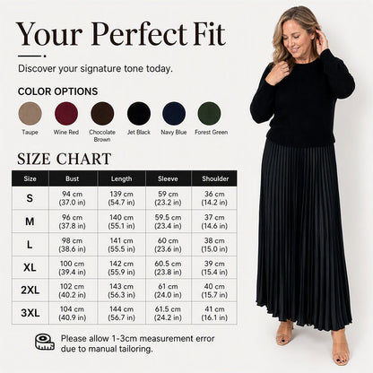 🌸LAST DAY-50% OFF!!💃Effortless Elegance | Women's Pleated Round-Neck Maxi Dress
