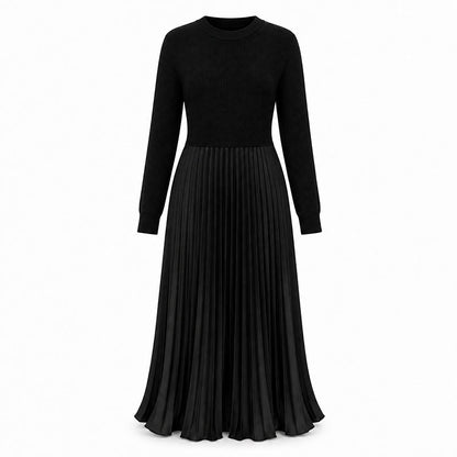 🌸LAST DAY-50% OFF!!💃Effortless Elegance | Women's Pleated Round-Neck Maxi Dress