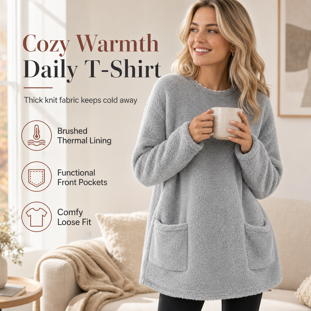 🍂50% OFF☁️Women's Warm Crew Neck Long Sleeve Top