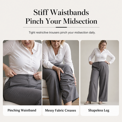⏳LAST DAY SALE ONLY ￡16.99!!👖 Women's Casual High Waisted Wide Leg Tailored Pants with Flowy Drape