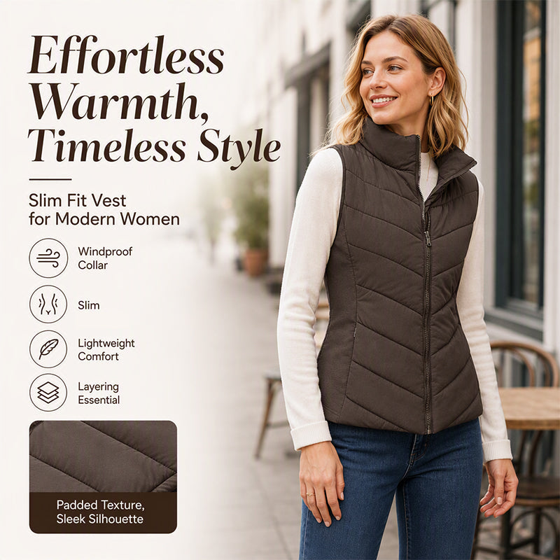 💫Hot Sale-50% OFF💖Women's Quilted Stand Collar Puffer Vest