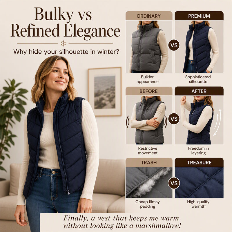 💫Hot Sale-50% OFF💖Women's Quilted Stand Collar Puffer Vest
