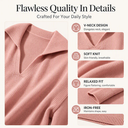 💕Hot Sale-50% Off🎁Women's V-Neck Lapel Collar Knit Sweater