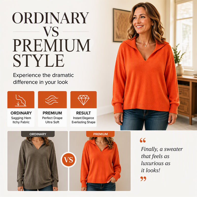 💕Hot Sale-50% Off🎁Women's V-Neck Lapel Collar Knit Sweater