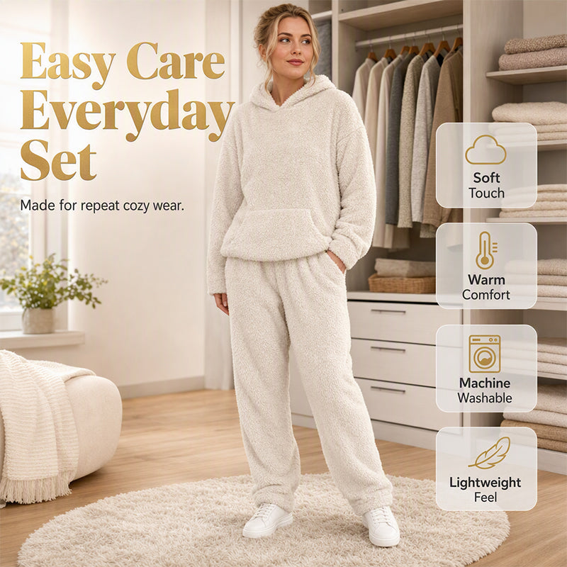 🔥Hot Sale-50% OFF🌸Women’s Plush Hooded Sweatshirt & Pants 2-Piece Set