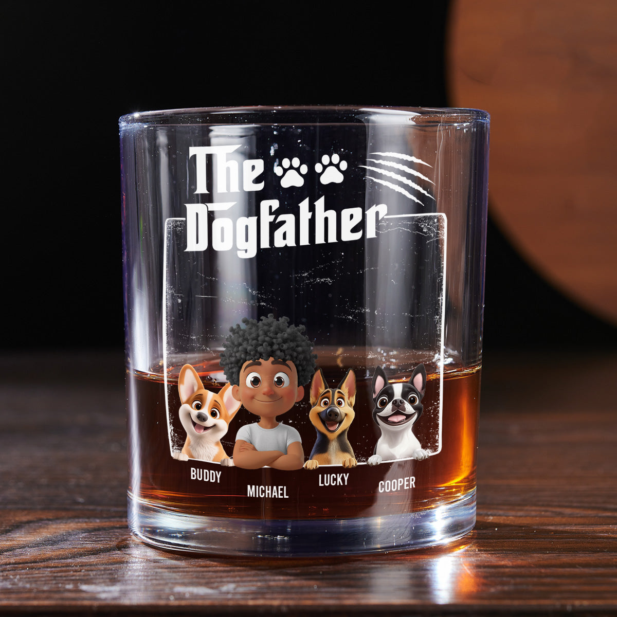 The Father Of Dog - Personalized Whiskey Glass