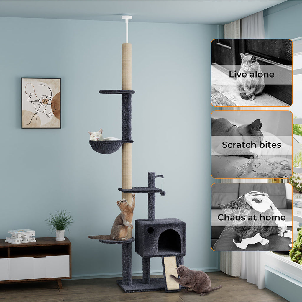 Floor-to-Ceiling Cat Tree Scratching Condo