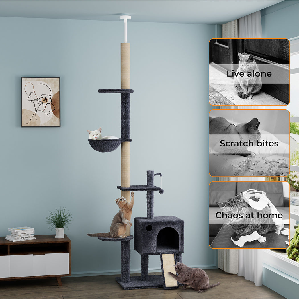 Floor-to-Ceiling Cat Tree Scratching Condo