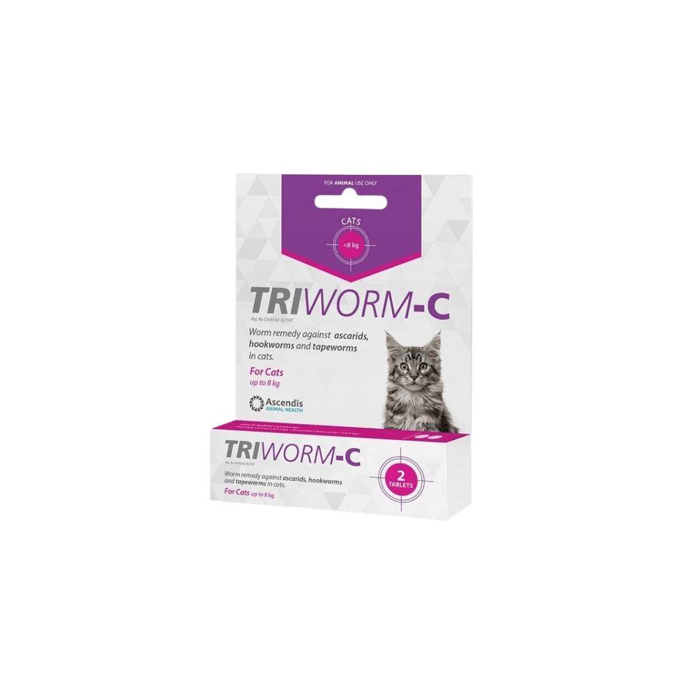 Triworm-C 2 Tabs To 8kg Purple Cats Deworming Treatment