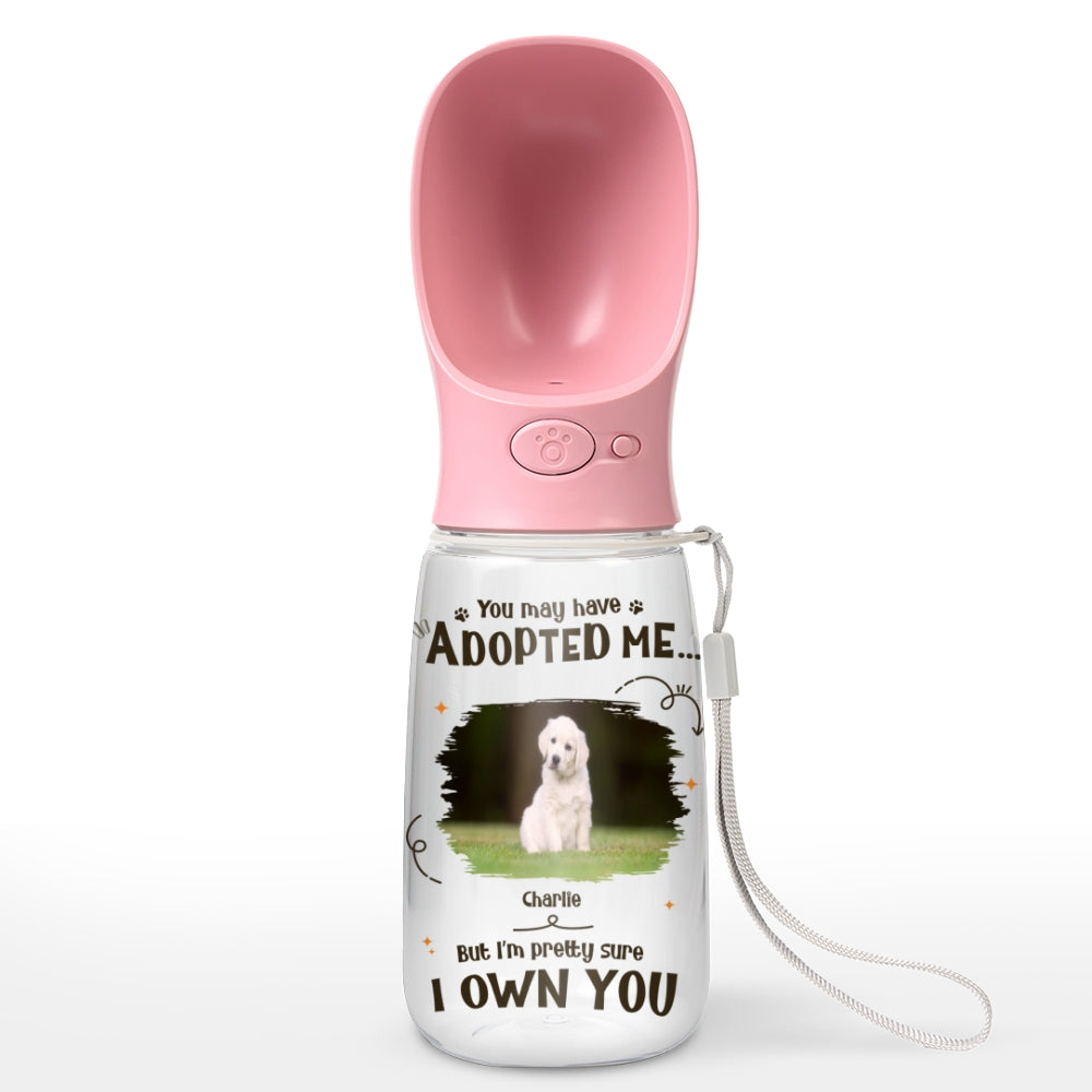 We Own You Photo - Personalized Pet Water Bottle With Drinking Feeder