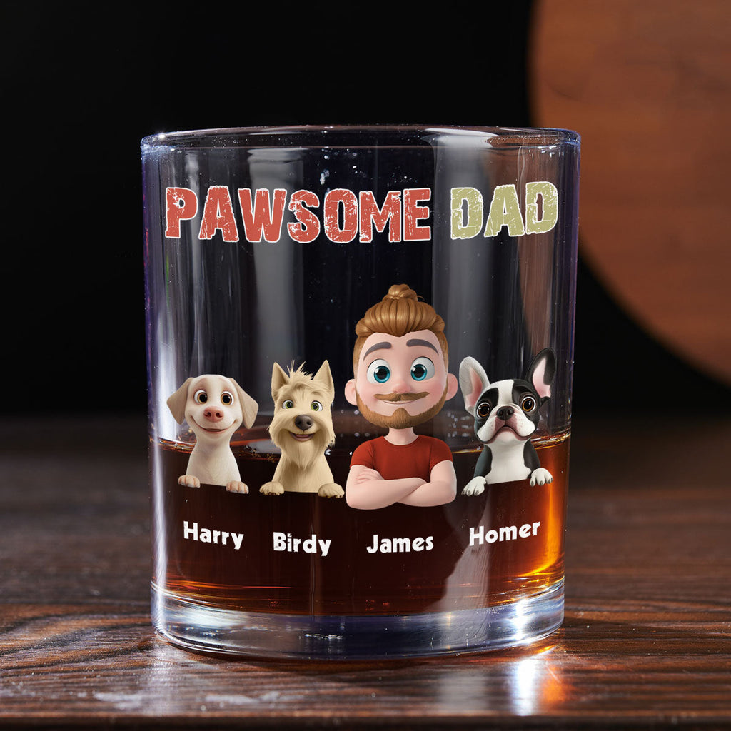 Pawsome Dad - Personalized Whiskey Glass