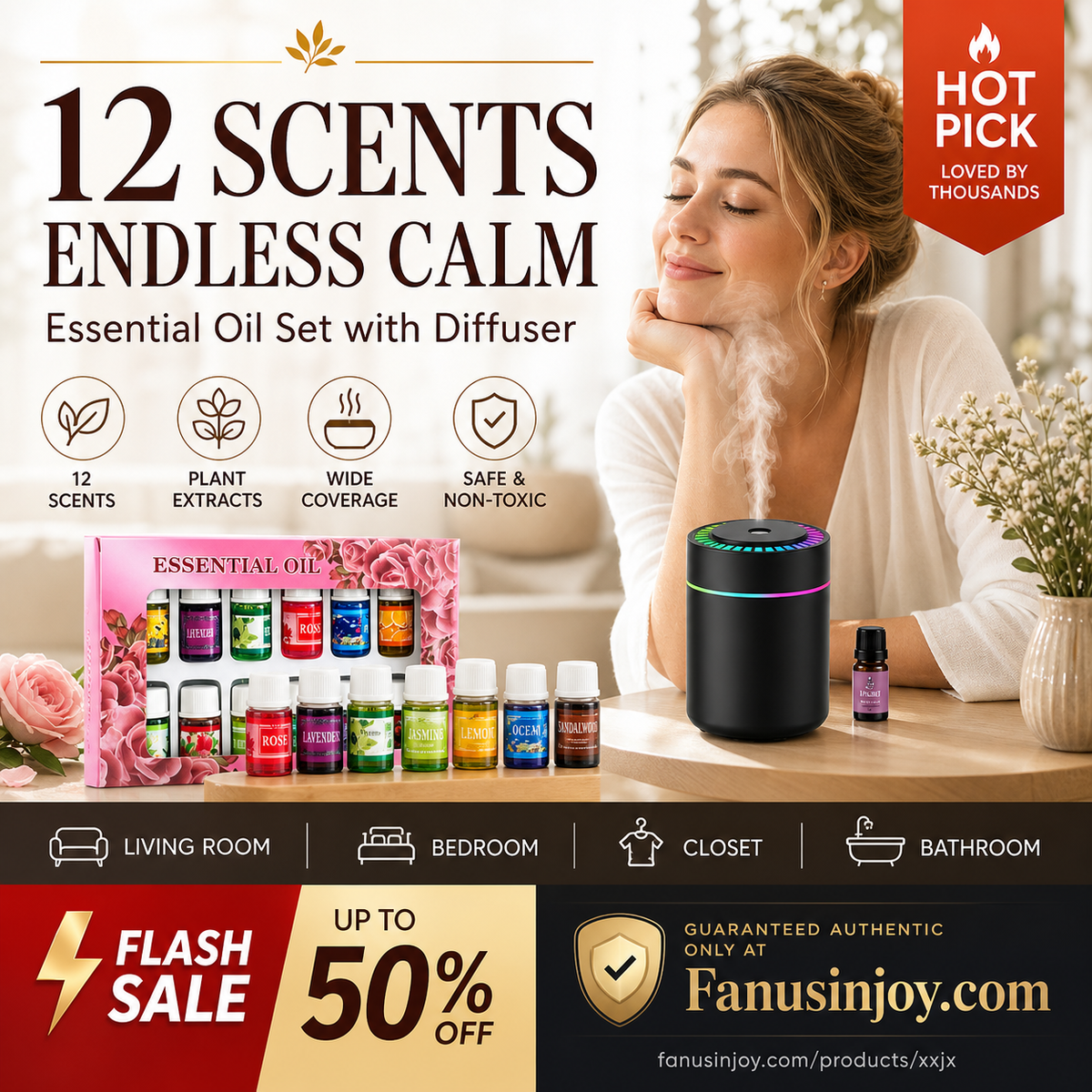 🌺12-Pack Water Soluble Essential Oils Set🌷The fresh scent lifts your mood!