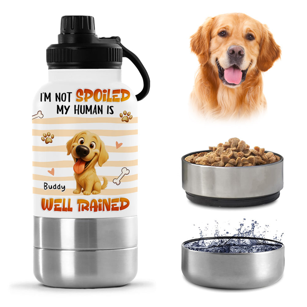 Well Trained - Personalized 30oz Water Bottle With Pet Bowl