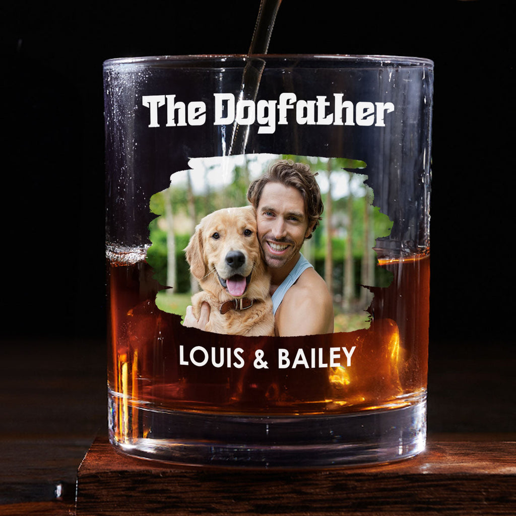 The Dogfather Version 2 Photo - Personalized Whiskey Glass