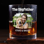 The Dogfather Version 2 Photo - Personalized Whiskey Glass